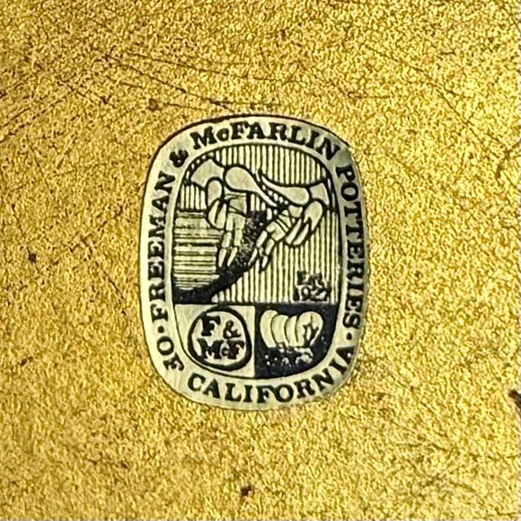 Rare Vtg Freeman & McFarlin Potteries Gold Round Covered Jewelry Trinket Box NEW - Picture 12 of 13